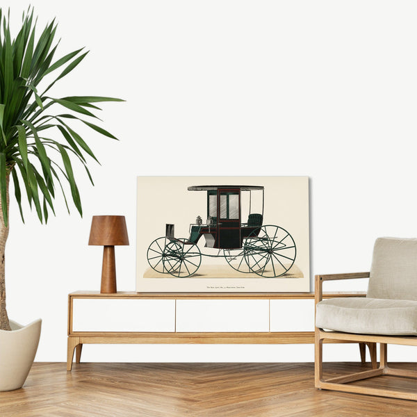 Quadro Stampa su Tela con Telaio in Legno Illustration of a black antique carriage