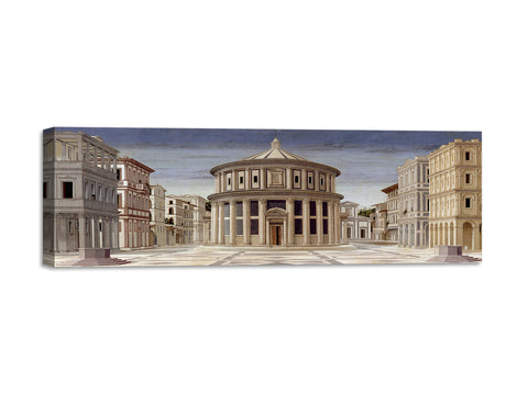 Quadro Stampa su Tela con Telaio in Legno Piero Della Francesca La città ideale