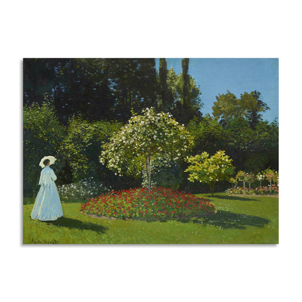 Quadro Stampa su Tela con Telaio in Legno Claude Monet - Lady in the garden