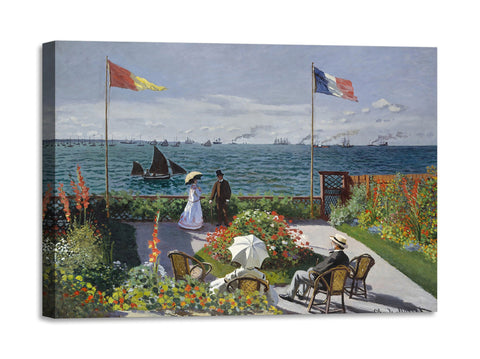 Quadro Stampa su Tela con Telaio in Legno Claude Monet - Garden at Sainte-Adresse