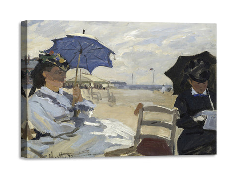 Quadro Stampa su Tela con Telaio in Legno Claude Monet - The Beach at Trouville