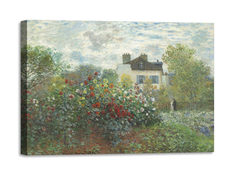 Quadro Stampa su Tela con Telaio in Legno Claude Monet - The Artist’s Garden in Argenteuil