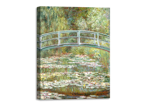 Quadro Stampa su Tela con Telaio in Legno Claude Monet - Bridge over a Pond of Water Lilies