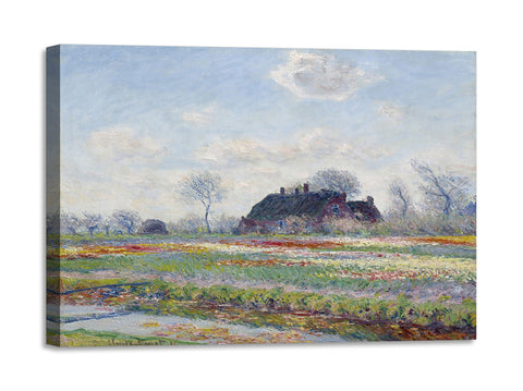 Quadro Stampa su Tela con Telaio in Legno Claude Monet - Tulip Fields at Sassenheim