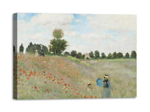 Quadro Stampa su Tela con Telaio in Legno Claude Monet - The Poppy Field near Argenteuil