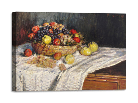 Quadro Stampa su Tela con Telaio in Legno Claude Monet - Apples and Grapes