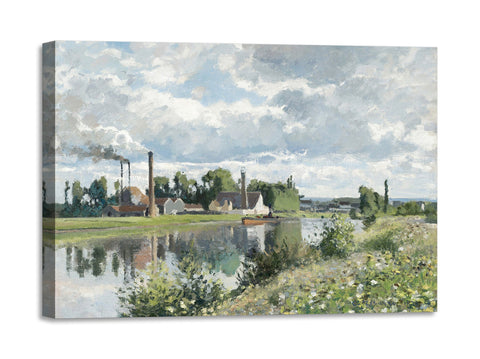 Quadro Stampa su Tela con Telaio in Legno Camille Pissarro - The River Oise near Pontoise