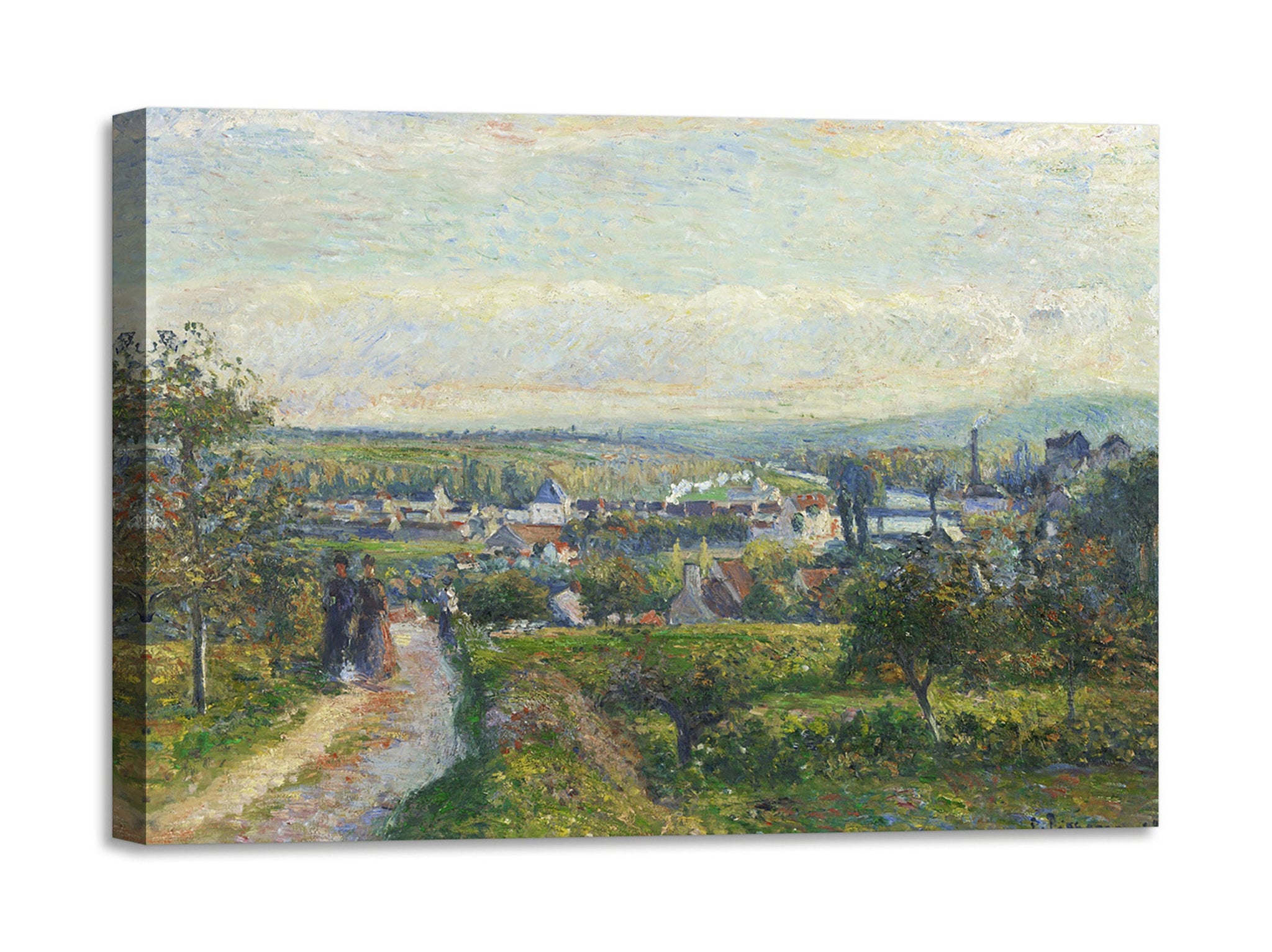 Quadro Stampa su Tela con Telaio in Legno Camille Pissarro - View of Saint-Ouen-l’Aumône