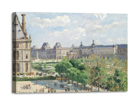 Quadro Stampa su Tela con Telaio in Legno Camille Pissarro - Place du Carrousel, Paris