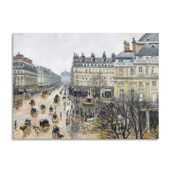 Quadro Stampa su Tela con Telaio in Legno Camille Pissarro - French Theater Square, Paris