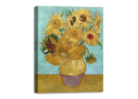 Quadro Stampa su Tela con Telaio in Legno Vincent van Gogh - Vase with Twelve Sunflowers