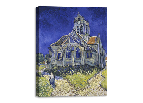 Quadro Stampa su Tela con Telaio in Legno Vincent van Gogh - The Church at Auvers