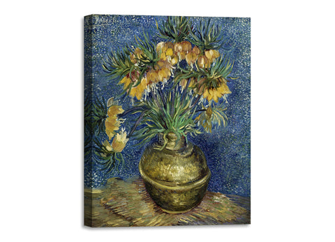 Quadro Stampa su Tela con Telaio in Legno Vincent van Gogh - Imperial Fritillaries in a Copper Vase