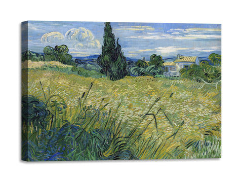 Quadro Stampa su Tela con Telaio in Legno Vincent van Gogh - Green Wheat Field with Cypress