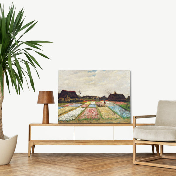 Quadro Stampa su Tela con Telaio in Legno Vincent van Gogh - Flower Beds in Holland