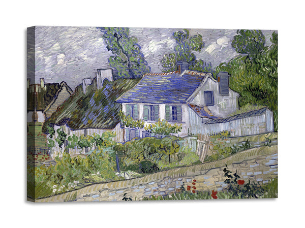 Quadro Stampa su Tela con Telaio in Legno Vincent van Gogh - Houses at Auvers