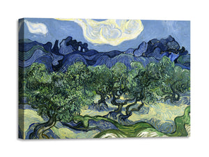 Quadro Stampa su Tela con Telaio in Legno Vincent van Gogh - Olive Trees with the Alpilles in the Background