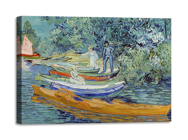 Quadro Stampa su Tela con Telaio in Legno Vincent van Gogh - Bank of the Oise at Auvers