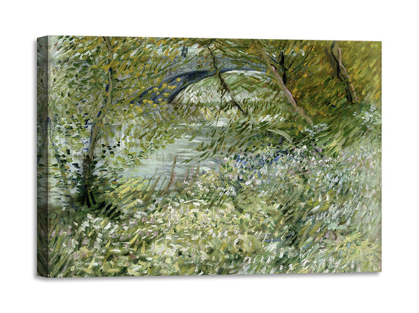 Quadro Stampa su Tela con Telaio in Legno Vincent van Gogh - River Bank in Springtime