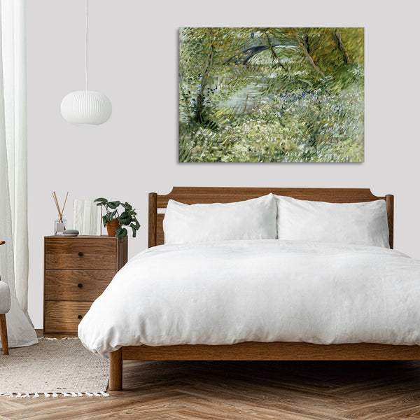 Quadro Stampa su Tela con Telaio in Legno Vincent van Gogh - River Bank in Springtime