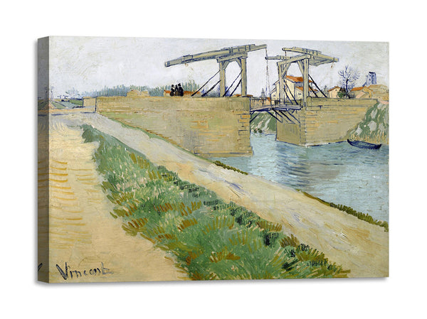 Quadro Stampa su Tela con Telaio in Legno Vincent van Gogh - The Langlois Bridge