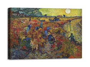 Quadro Stampa su Tela con Telaio in Legno Vincent van Gogh - The Red Vineyard