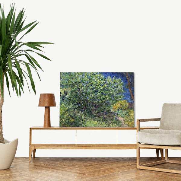 Quadro Stampa su Tela con Telaio in Legno Vincent van Gogh - Lilac Bush