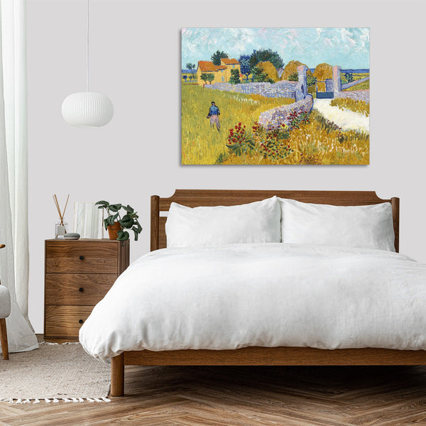 Quadro Stampa su Tela con Telaio in Legno Vincent van Gogh - Farmhouse in Provence