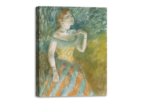 Quadro Stampa su Tela con Telaio in Legno Edgar Degas - The Singer in Green