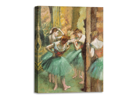 Quadro Stampa su Tela con Telaio in Legno Edgar Degas - Dancers, Pink and Green