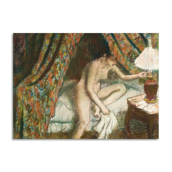 Quadro Stampa su Tela con Telaio in Legno Edgar Degas - Naked woman in bed. Retiring