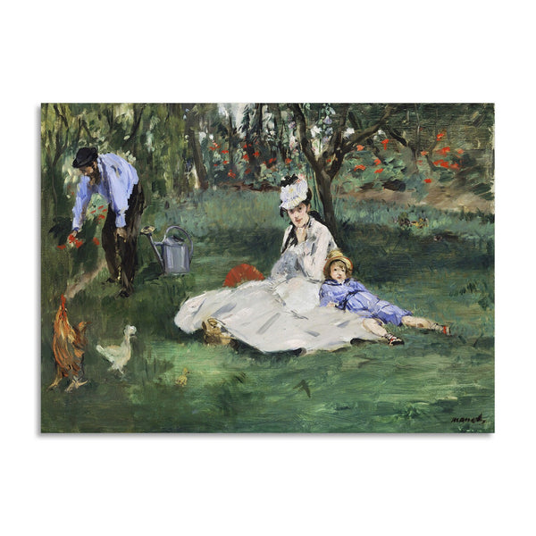 Quadro Stampa su Tela con Telaio in Legno Edouadr Manet - The Monet Family in Their Garden at Argenteuil