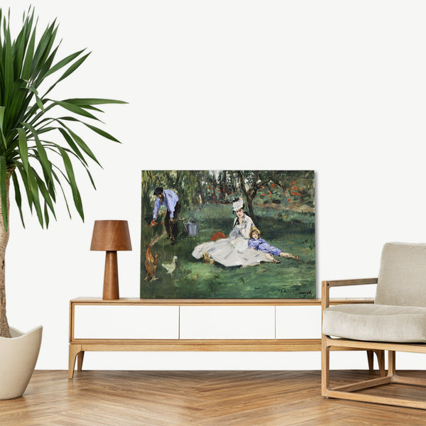 Quadro Stampa su Tela con Telaio in Legno Edouadr Manet - The Monet Family in Their Garden at Argenteuil