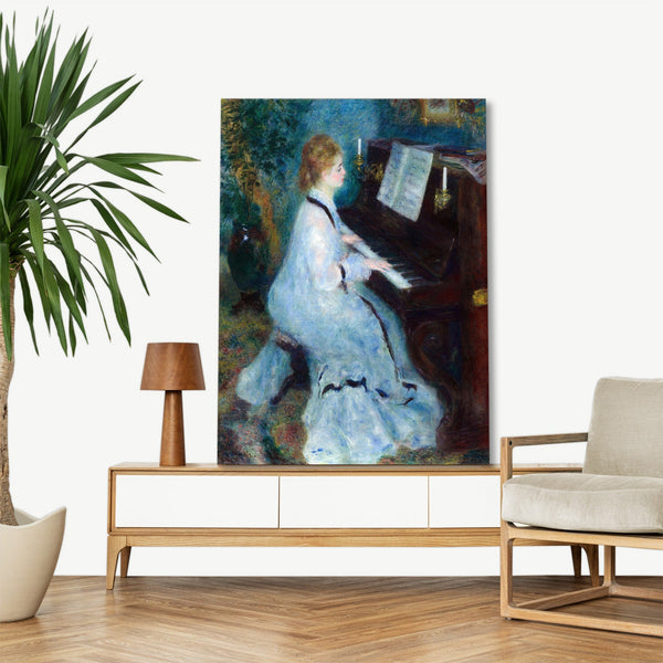 Quadro Stampa su Tela con Telaio in Legno Pierre-Auguste Renoir - Woman at the Piano