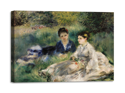 Quadro Stampa su Tela con Telaio in Legno Pierre-Auguste Renoir - On the Grass