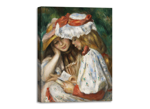 Quadro Stampa su Tela con Telaio in Legno Pierre-Auguste Renoir - Two Girls Reading