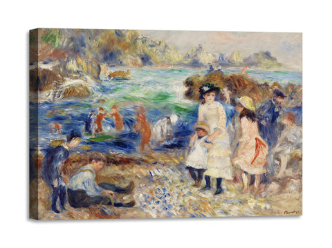 Quadro Stampa su Tela con Telaio in Legno Pierre-Auguste Renoir - Children on the Seashore