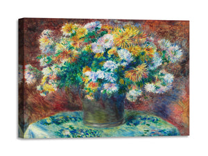 Quadro Stampa su Tela con Telaio in Legno Pierre-Auguste Renoir - Chrysanthemums