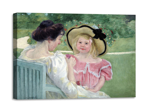Quadro Stampa su Tela con Telaio in Legno Mary Cassatt - In the Garden