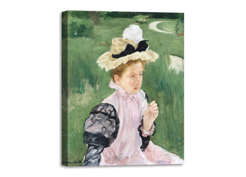 Quadro Stampa su Tela con Telaio in Legno Mary Cassatt - Portrait of a Young Girl