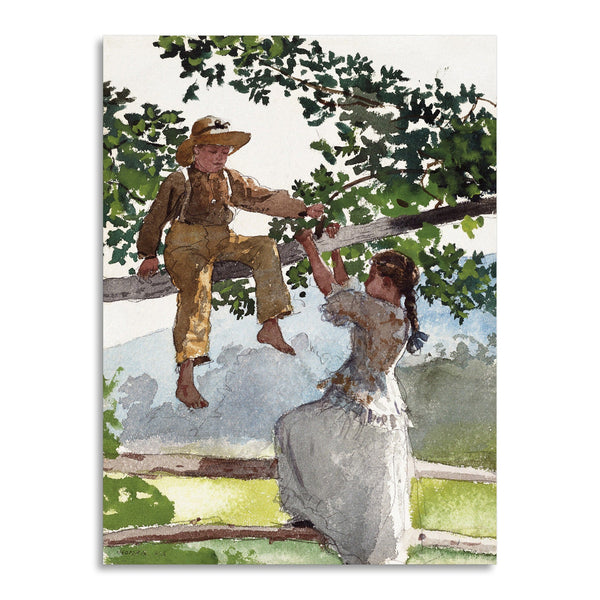 Quadro Stampa su Tela con Telaio in Legno Winslow Homer - On the Fence