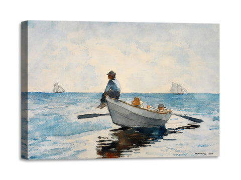 Quadro Stampa su Tela con Telaio in Legno Winslow Homer - Boys in a Dory