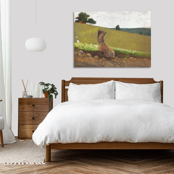 Quadro Stampa su Tela con Telaio in Legno Winslow Homer - The Green Hill