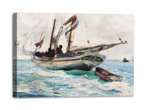 Quadro Stampa su Tela con Telaio in Legno Winslow Homer - Schooner–Nassau