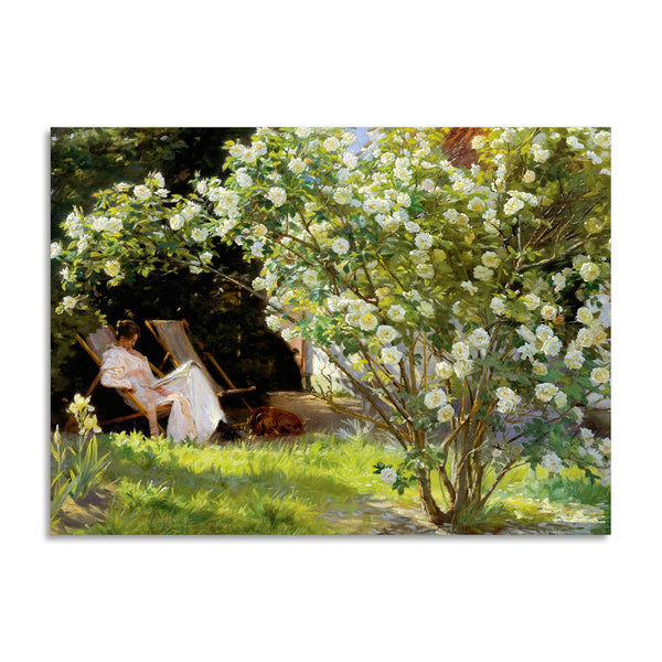 Quadro Stampa su Tela con Telaio in Legno Peder Severin Krøyer - Seated in the garden of roses