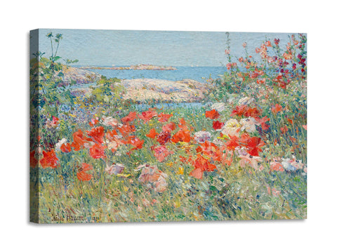 Quadro Stampa su Tela con Telaio in Legno Frederick Childe Hassam - Garden, Isle of Shoals, Maine
