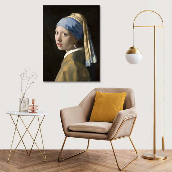 Quadro Stampa su Tela con Telaio in Legno Johannes Vermeer - Girl with a Pearl Earring