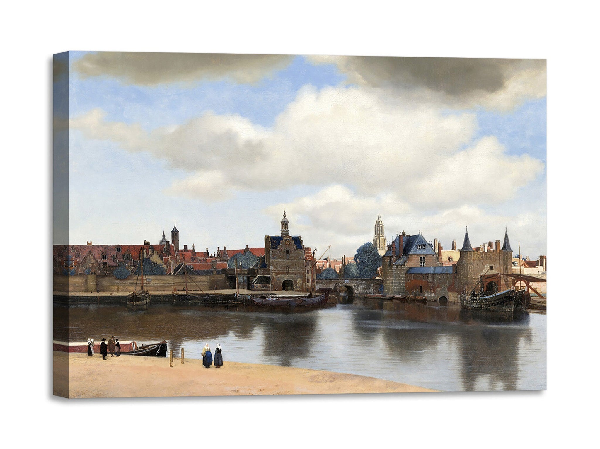 Quadro Stampa su Tela con Telaio in Legno Johannes Vermeer - View of Delft