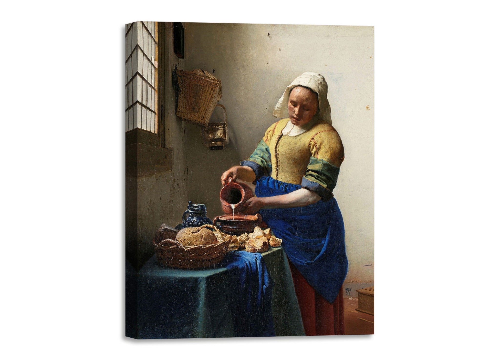 Quadro Stampa su Tela con Telaio in Legno Johannes Vermeer - The Milkmaid