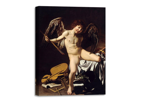 Quadro Stampa su Tela con Telaio in Legno Caravaggio - Cupid as Victor